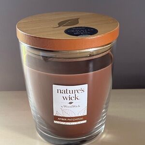 New WoodWick Nature’s Wick Amber Patchouli 10 Oz. Candle